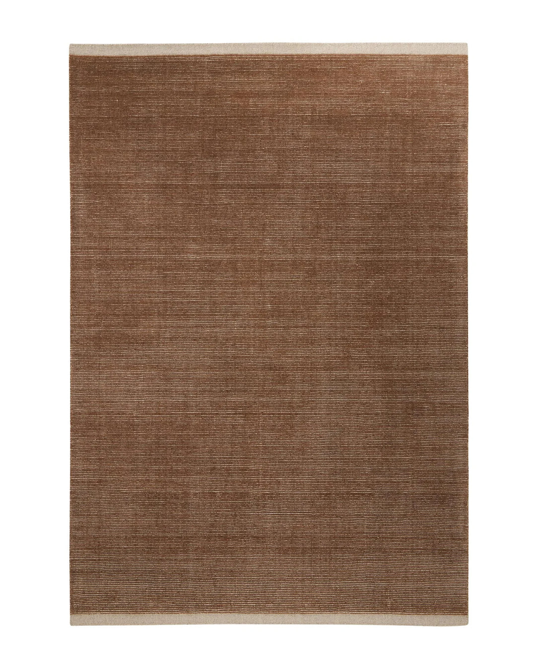 Remo Amber high-traffic rug, copper and beige striped wool with cut border detail, 2x3m by Weave Home