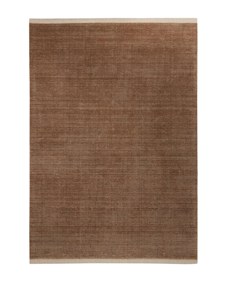 Remo Amber high-traffic rug, copper and beige striped wool with cut border detail, 2x3m by Weave Home