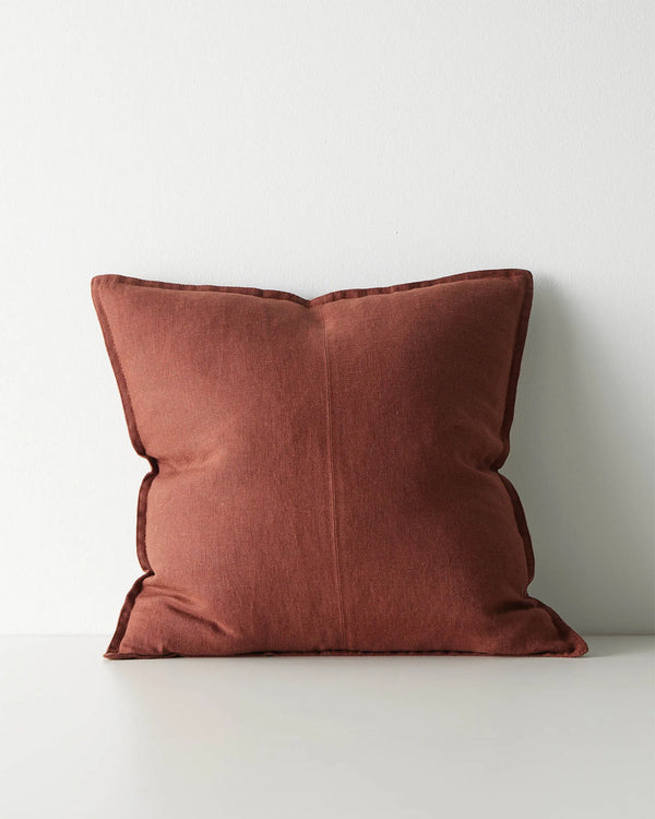 Como Rosewood 50x50 cushion cover, European linen with piped edge detail, by Weave Home