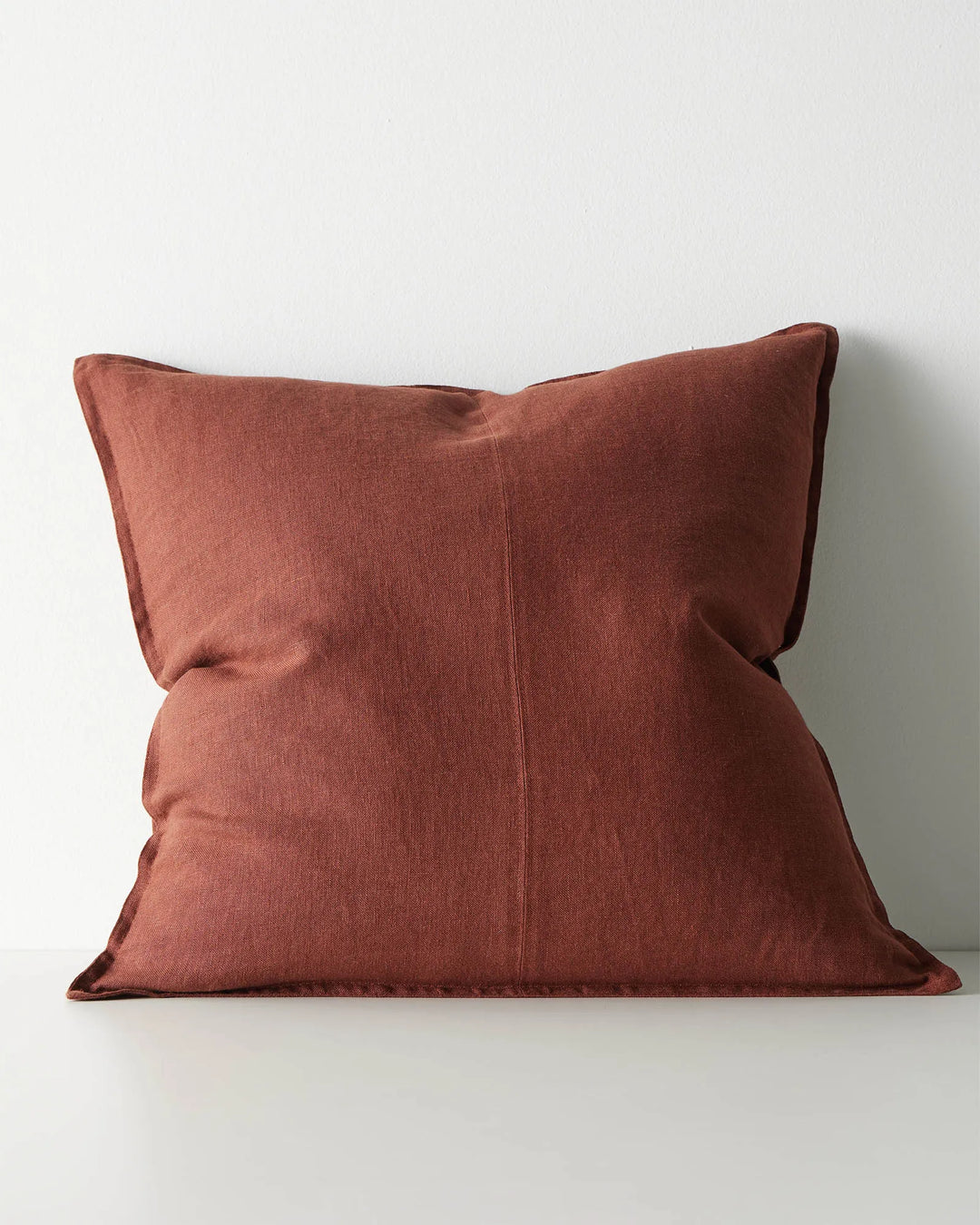 Como Rosewood 60x60 cushion cover, European linen with stonewashed finish in rich reddish-brown by Weave Home
