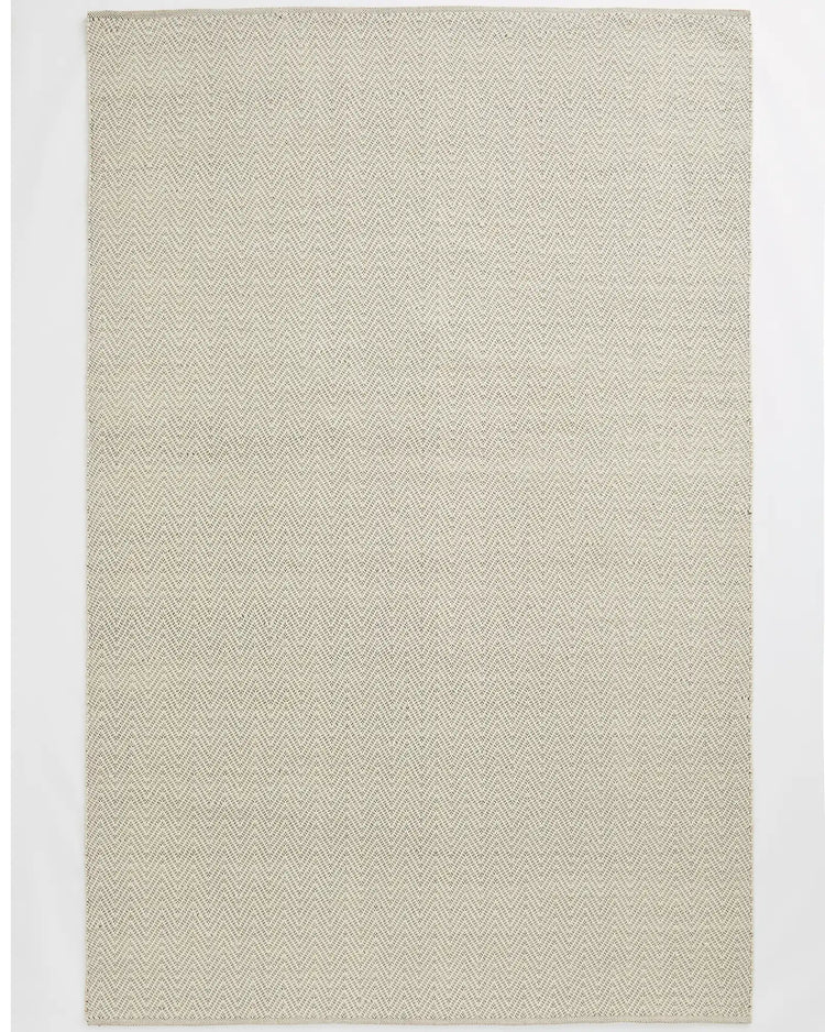 Matterhorn Seasalt chevron wool-cotton blend rug, 2x3m, featuring flat weave geometric pattern with cotton braided edge by Weave Home