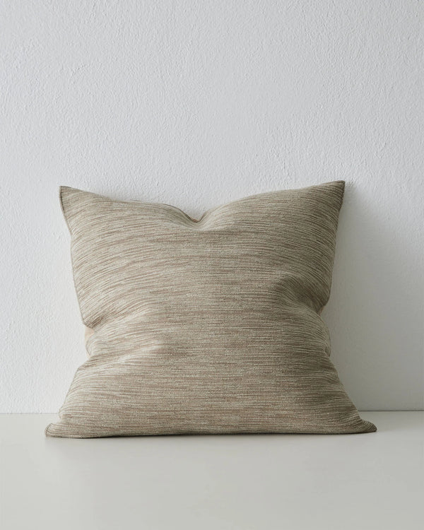 Dania Oyster 50x50 cushion, woven polyester with warm two-toned texture and metallic highlights, overlocked edges by Weave Home