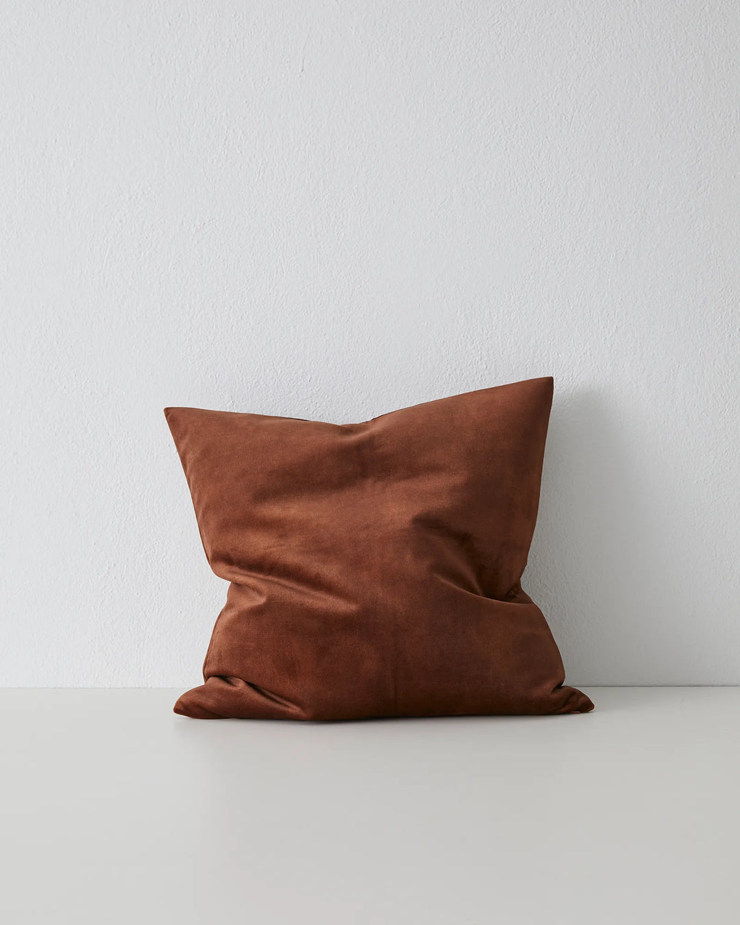 Ava Cinnamon 50x50 cushion in soft polyester with warm brown and red undertones, front view by Weave Home