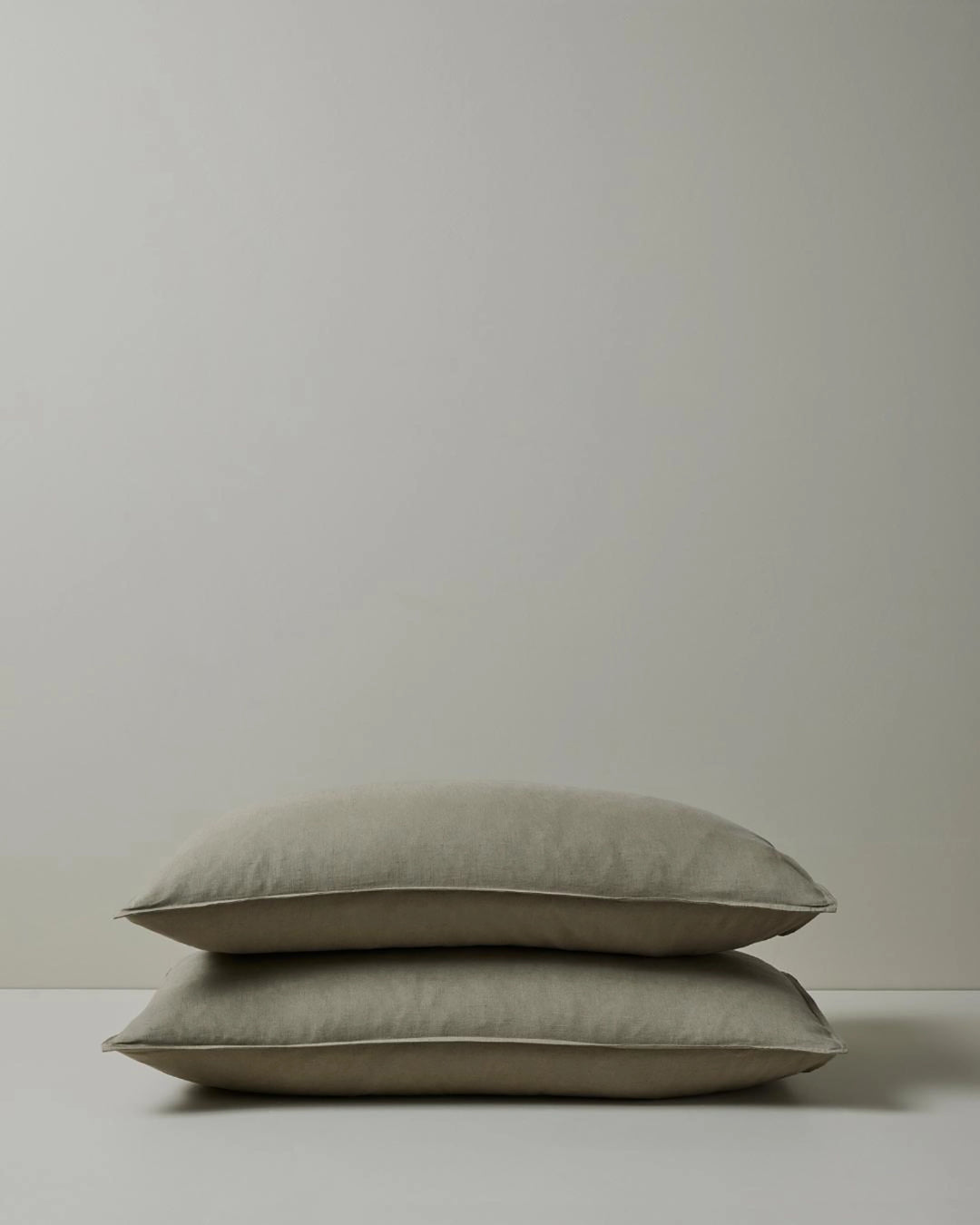 Ravello Pillowcase Set in Caper, pair of king linen pillows with top-stitched flanged edge by Weave Home