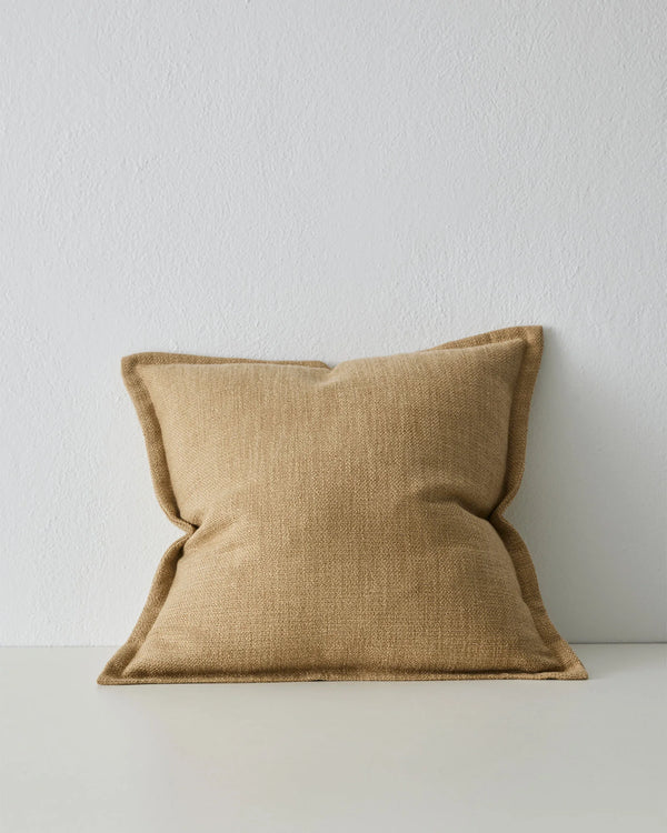Figlio Sandstone 50x50 cushion in warm neutral tone with chunky woven texture and tailored border detail by Weave Home