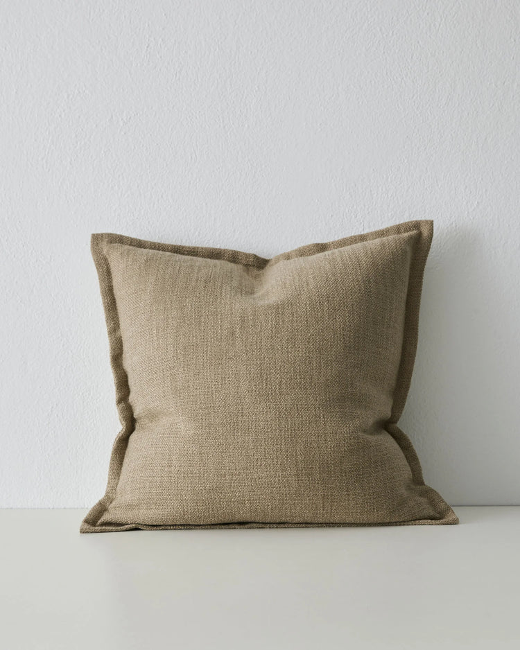Figlio Fossil 50x50 cushion in light taupe woven polyester with self-piped edges by Weave Home