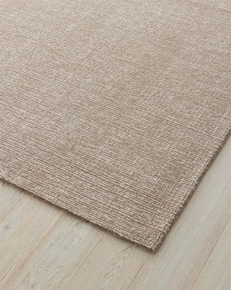 Kaia Mocha textured wool rug detail showing contrast loop pile construction and two-tone beige-brown weave by Weave Home