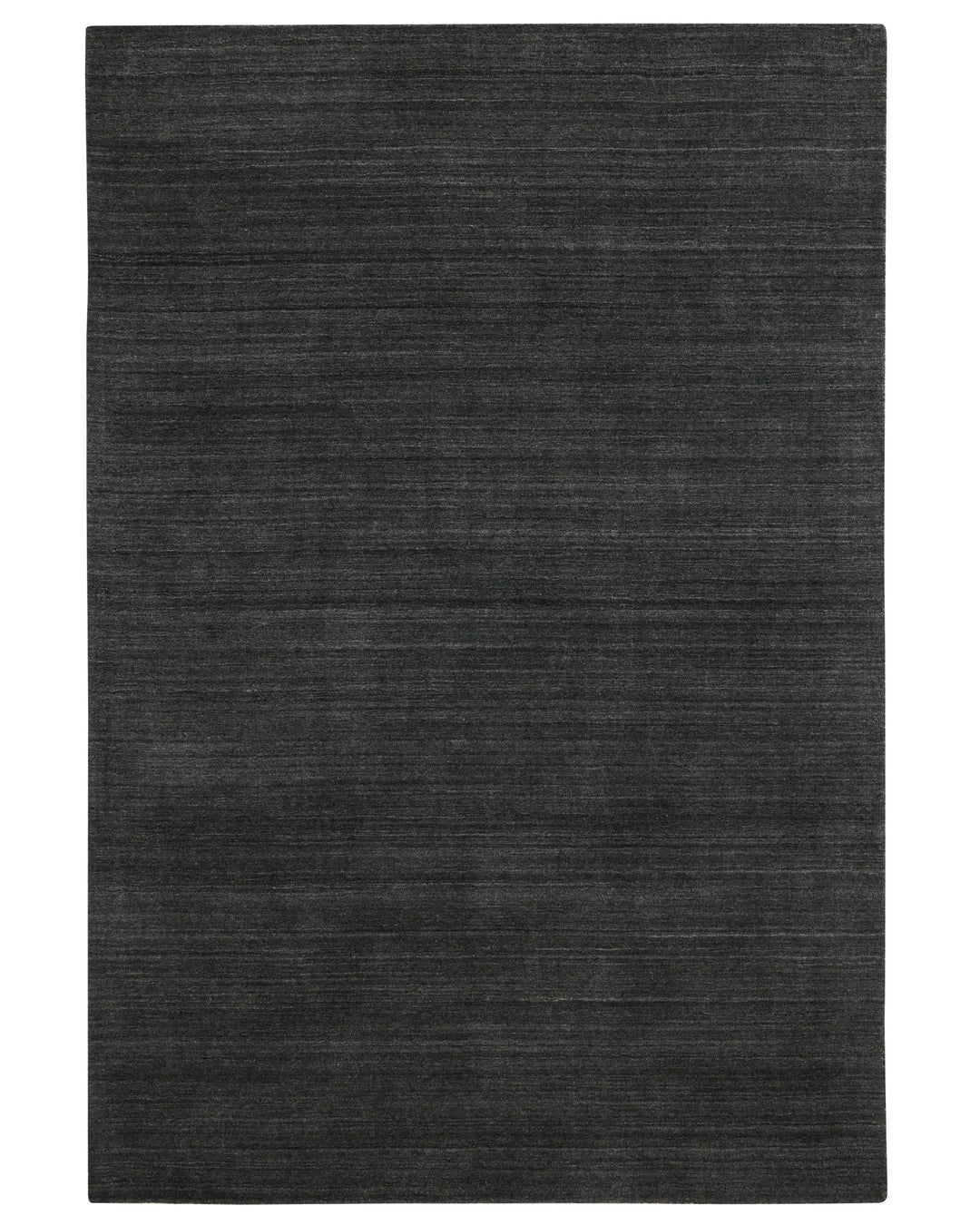 Gippsland Alloy hand-woven rug in dark charcoal with grey-silver highlights, 2m x 3m viscose-wool blend, cotton braided edge by Weave Home