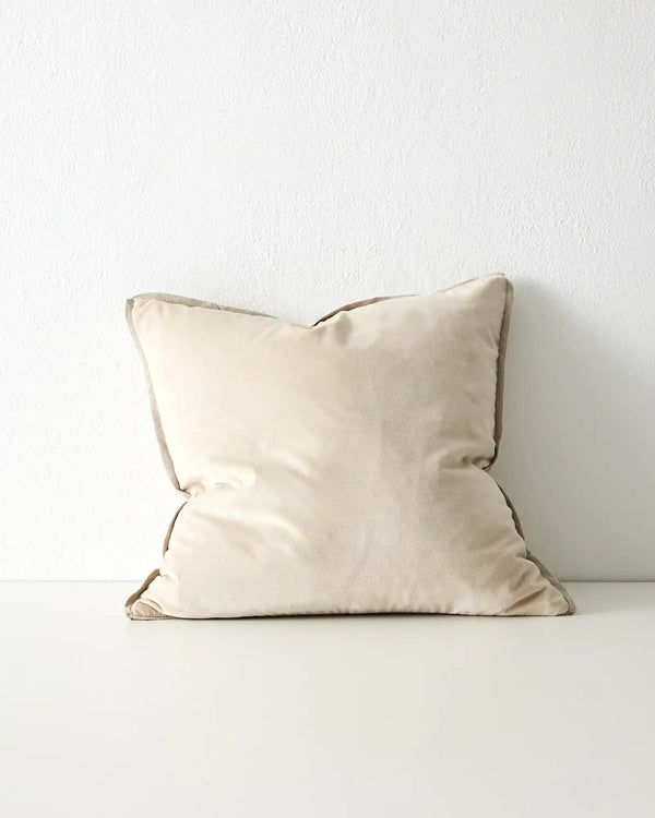 Francesca Salt cushion cover 50x50cm, soft beige velvet with concealed zipper by Weave Home