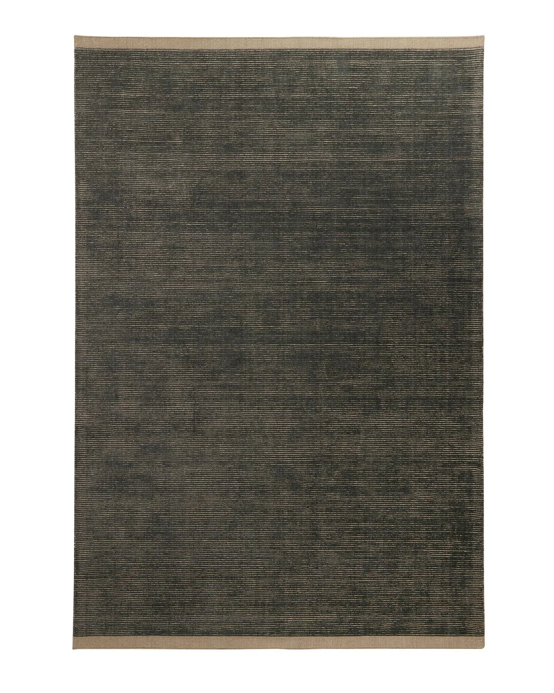 Remo Marine hand-woven wool rug, navy and taupe striped pattern with taupe border, 2x3m, by Weave Home