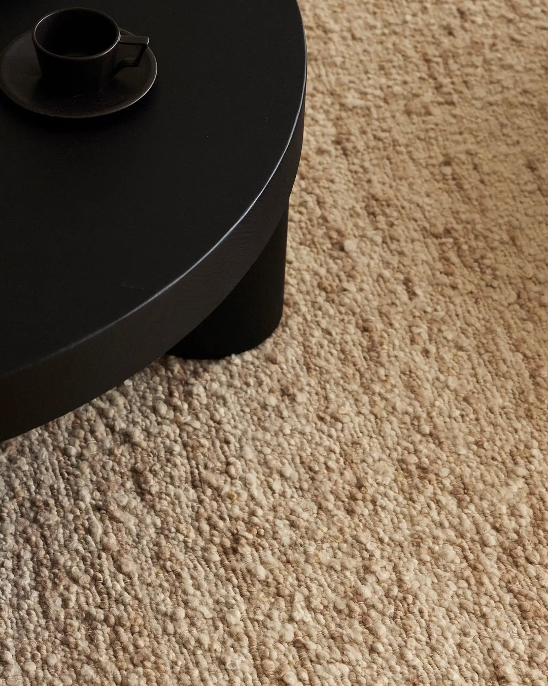 Henley Ivory bouclé wool rug detail, showing chunky woven texture and bound edge, 2m x 3m by Weave Home