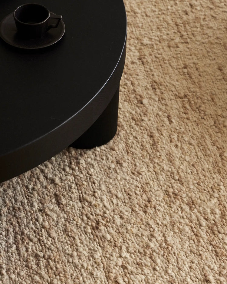 Henley Ivory bouclé wool rug detail, showing chunky woven texture and bound edge, 2m x 3m by Weave Home