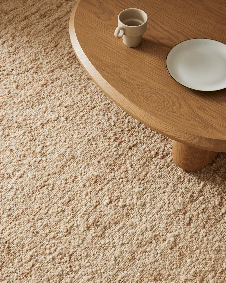 Henley Ivory bouclé rug, NZ wool high-traffic weave with chunky texture and bound edge detail by Weave Home