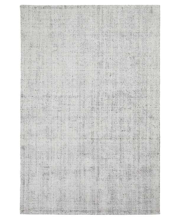 Matisse Marble low traffic rug in light grey viscose blend with marled texture and cotton braided edge by Weave Home
