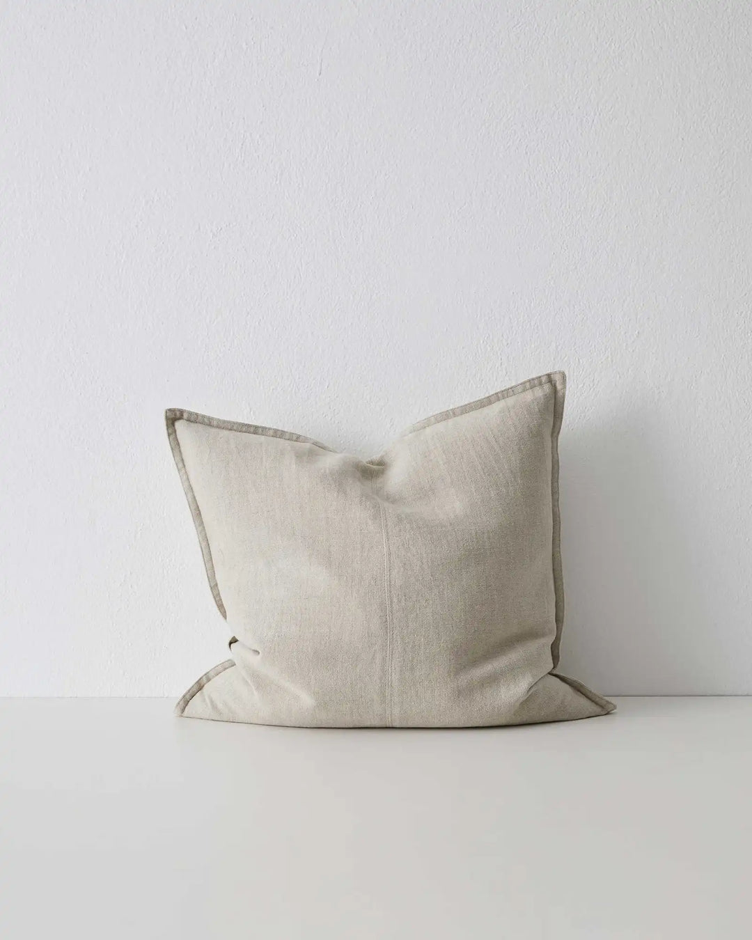 Como Linen 50x50 cushion cover in off-white European linen with piped seam detail by Weave Home