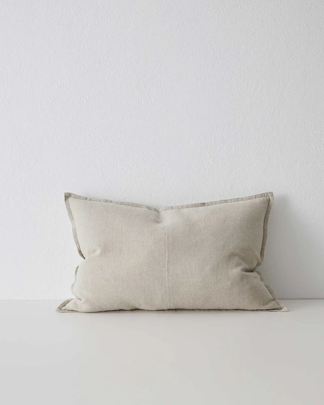 Como Linen lumbar cushion in off-white European linen with subtle piping edge detail, 40x60cm, by Weave Home