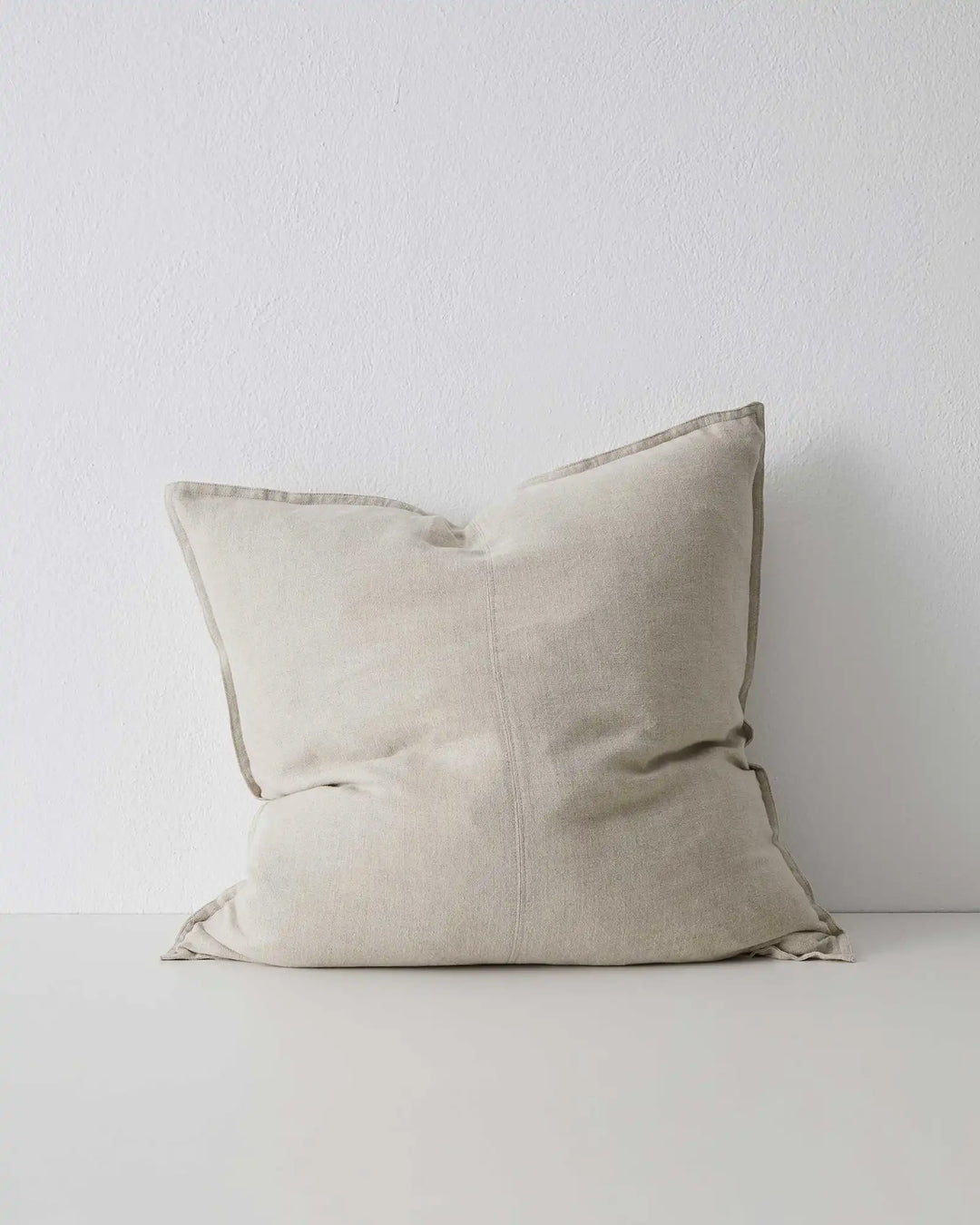 Como Linen cushion, 60x60cm, off-white European linen with center seam detail by Weave Home