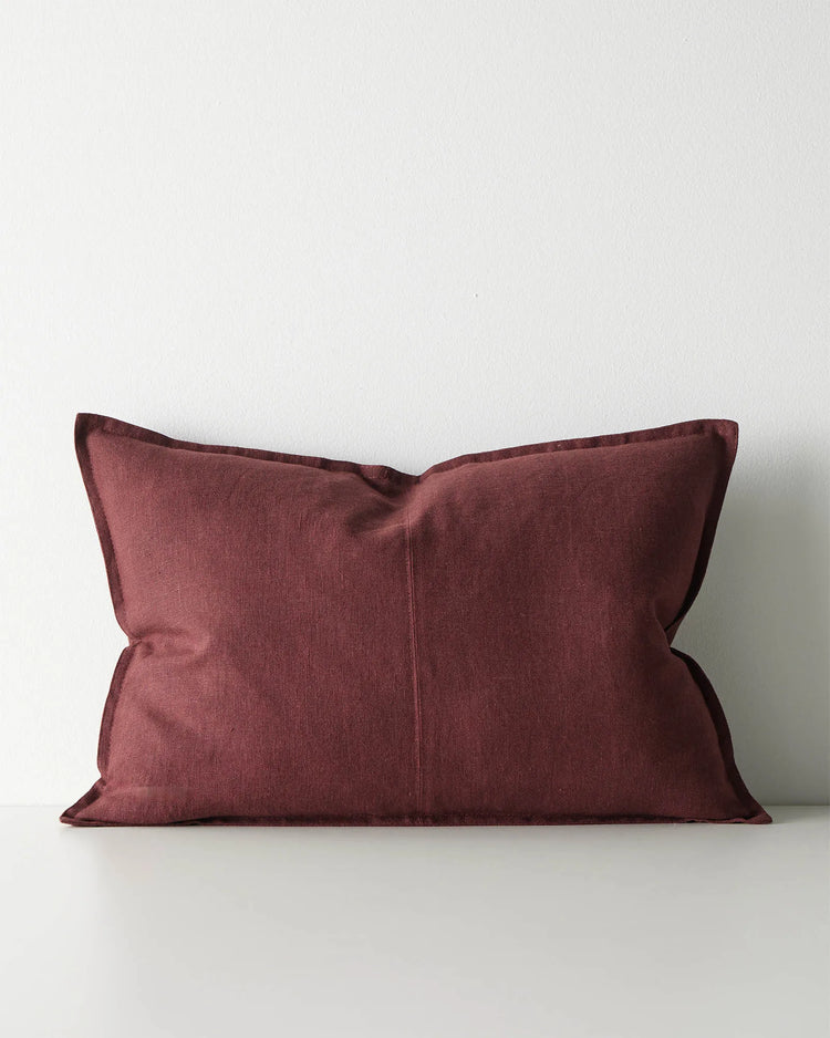 Como Garnet lumbar cushion cover in deep burgundy linen, 40x60cm, stone-washed European linen by Weave Home