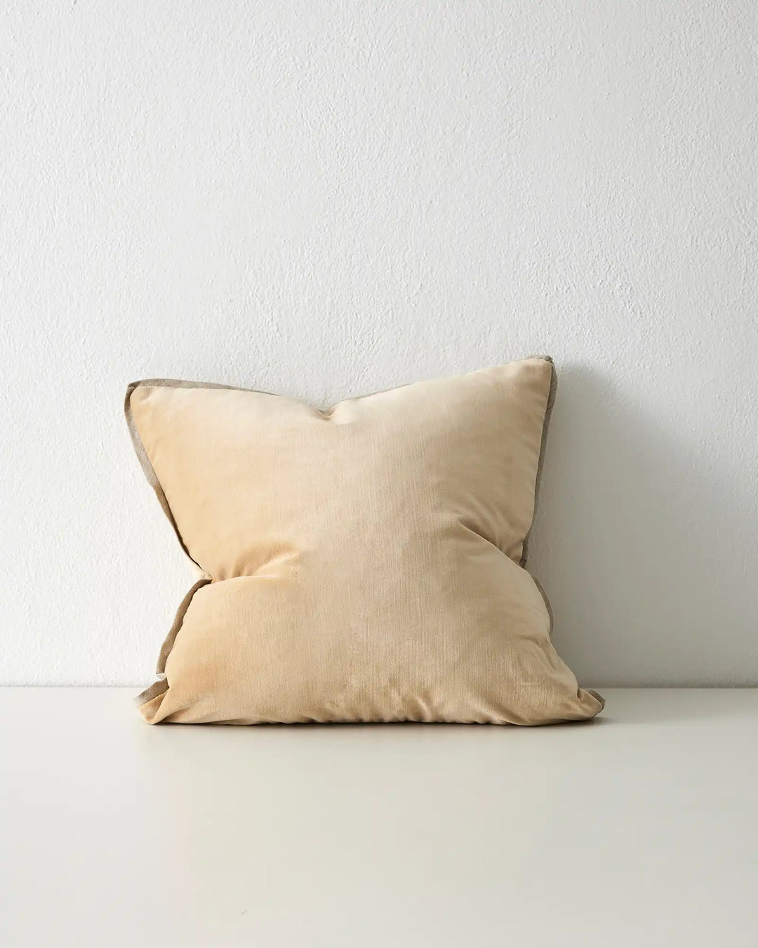 Francesca Mustard 50x50cm velvet cushion cover with concealed zipper, soft neutral tone by Weave Home