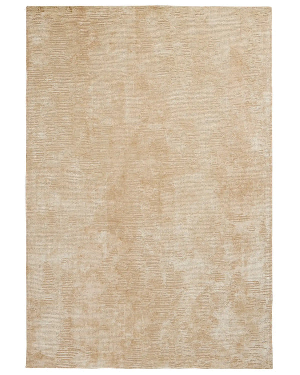 Glebe Oat hand-woven viscose-blend low traffic rug in warm beige, 2m x 3m, with textured weave detail by Weave Home