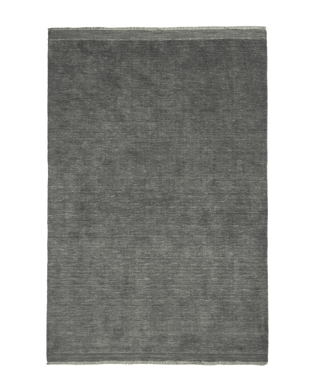 Silvio Fog rug, deep grey with subtle blue undertones, hand-woven high-traffic design with micro fringe border by Weave Home